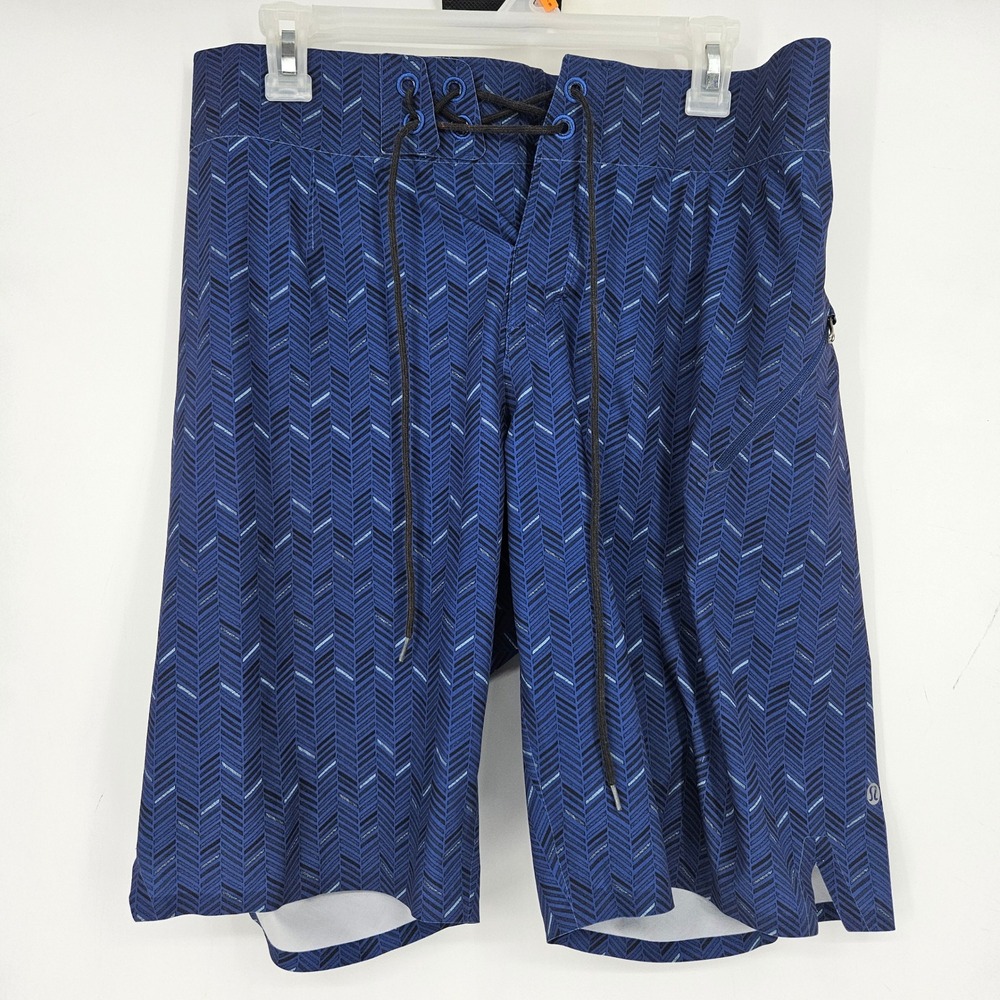 Lululemon Board Shorts Mens 32 Blue Black Current State Activewear Training